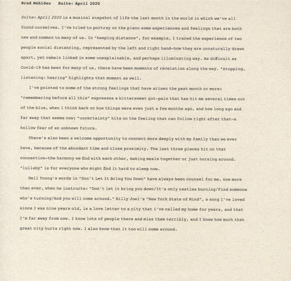 Brad Mehldau — Suite: April 2020